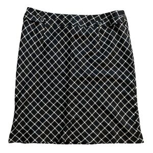 Elegant Black and White Pattern Silk Skirt